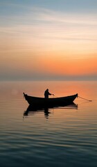 silhouette of a person in the boat