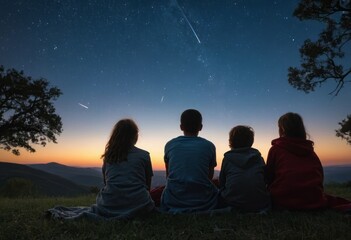 Friends sit together stargazing, a quiet moment of connection under the night sky.
