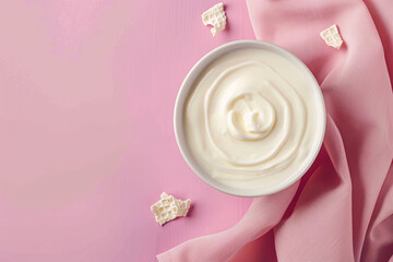 Abstract yogurt creamy heart shaped background mock up.