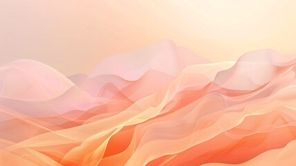 Translucent layers of soft peach and blush rose, gently overlapping to form a minimalist abstract background that captures the delicate beauty of a peaceful sunrise