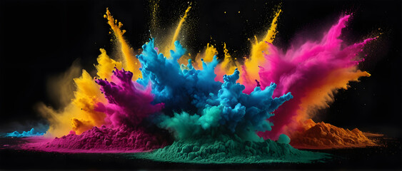 Multicolor burst isolated on black background 