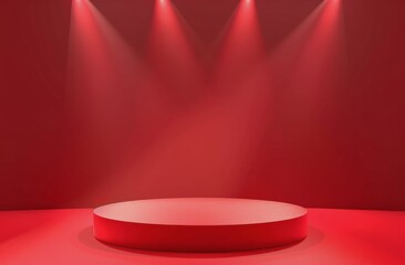 Red Stage With Three Spotlights