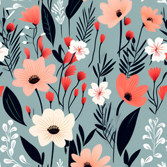 Photo of a beautiful floral background for clothes, textiles, crockery, decoration, gift, papers, etc. generative ai