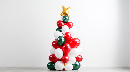 inflated balloon christmas tree, white backround сreated with Generative Ai