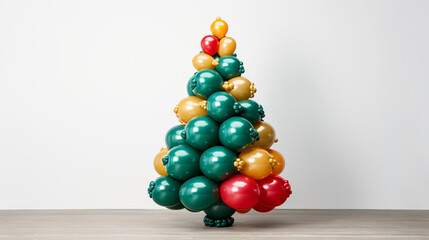 inflated balloon christmas tree, white backround сreated with Generative Ai