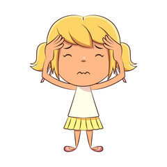 Girl with a headache, head pain, migraine