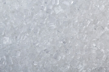 White sugar crystals texture background, close up shot