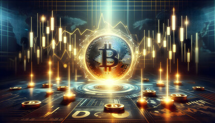 Fototapeta na wymiar Futuristic Bitcoin Investment Illumination with Abstract Chart