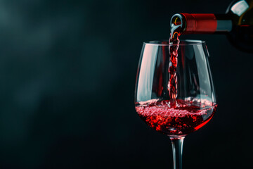red wine glass with bottle