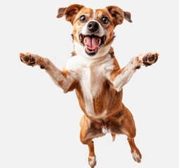 dog jumping happy white background