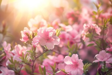 Sunlight filtering through the swaying pink blooms