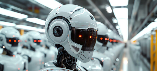 Naklejka premium robot factory, AI generated