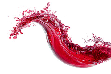 A vibrant splash of red liquid resembling an wine wave on white background