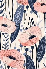 Floral Wallpaper With Pink and Blue Flowers
