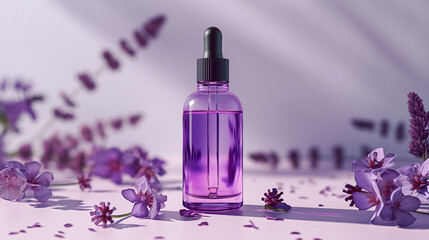 Serene Purple Dropper Bottle on Soft Textured Fabric
