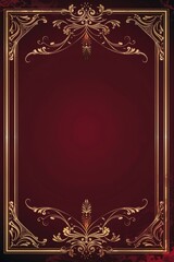 Red and Gold Background With Gold Frame