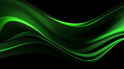 Fluid neon green wave on black background сreated with Generative Ai
