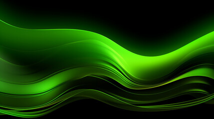 Fototapeta premium Fluid neon green wave on black background сreated with Generative Ai