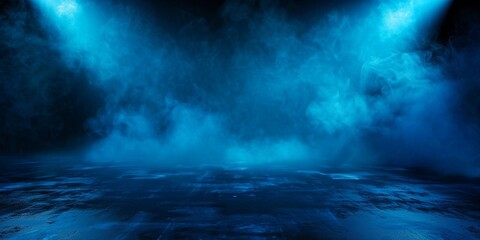 Grunge dark blue smoky backgrounds, conceptual image of a dark interior full of swirling smoke, . Abstract, Light, Hazy Textures, and Floating Particles for Mysterious Effects.