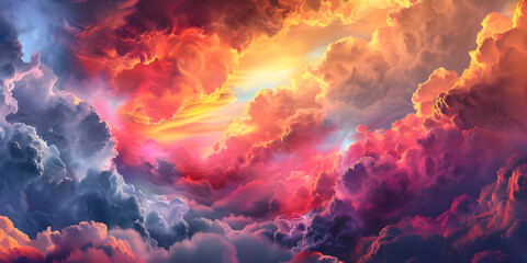 Vivid Sky Dreams: Bright and Colorful Cloud Backgrounds, Colorful Cloudscape: Lively and Bright...