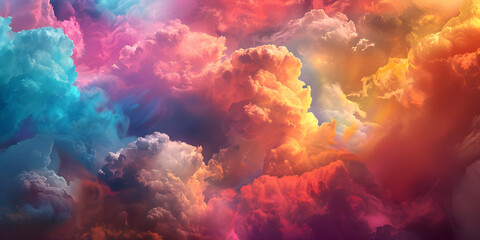 Vivid Sky Dreams: Bright and Colorful Cloud Backgrounds, Colorful Cloudscape: Lively and Bright Backgrounds with Clouds-Ai-generated