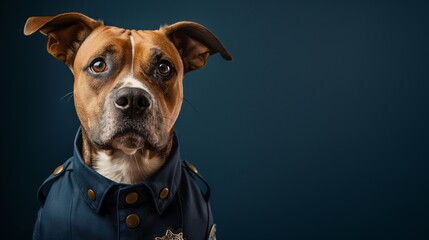 Police Dog in Uniform Displaying Authority.
