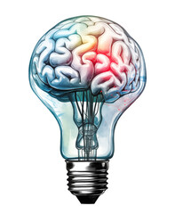 AI light bulb brain grunge illustration artificial intelligence concept