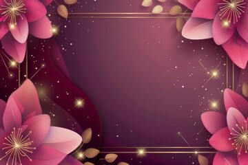 Purple Background With Pink Flowers and Stars