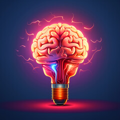 AI light bulb brain illustration artificial intelligence concept