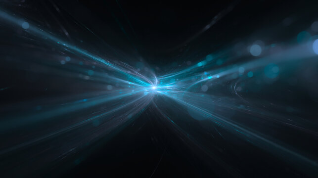 energievolle hell leuchtende Lichtstrahlen treffen sich im Zentrum, schnelles Internet, futuristisch, Laser, Zukunft, Technologie, Verbindung,  Datentransfer, Wissenschaft, Strom, Elektrizit&auml;t, t&uuml;rkis