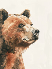 A Minimal Watercolor of a Bear's Face Close Up