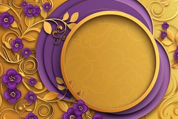 Purple and Gold Plate With Flowers