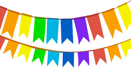 Obraz premium rainbow flags garland on a transparent background. For pride month, party, banner, design, celebration, 
