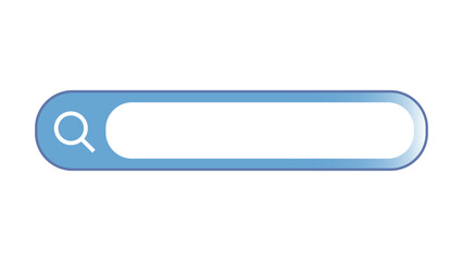 Empty light blue search bar with magnifying glass icon, isolated on a transparent or white background, vector illustration 