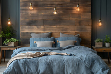Cozy Rustic Bedroom Interior with Natural Wood Accents