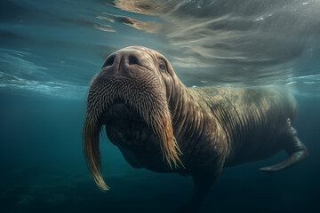 big sea lion under the sea