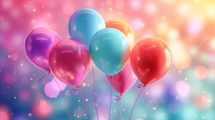 Helium balloons in various vibrant colors. Birthday, promotional events, or anniversary decoration for surprise parties. Holiday background for party, Weddings, Anniversary, New year, Christmas.