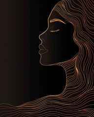 A woman's face is shown in a black background with gold hair - 793074751