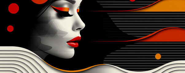 A woman with red lips and red eyes - 793074955
