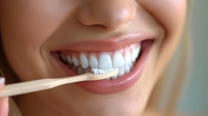 Teeth Care. A person brushing their teeth with a smile. AI generate illustration
