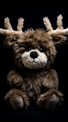 Imaginary friend, mean personality, bad-looking stuffed reindeer сreated with Generative Ai