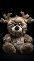 Imaginary friend, mean personality, bad-looking stuffed reindeer сreated with Generative Ai