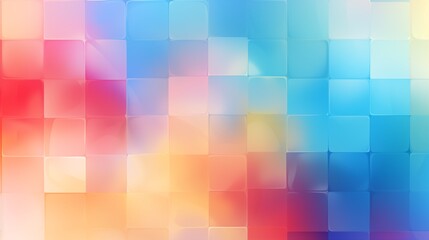A vibrant digital mosaic with a smooth gradient of colorful blocks