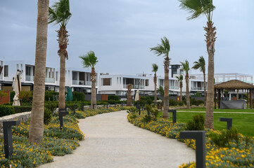 Obraz premium new residential complex in Cyprus with white duplexes 3