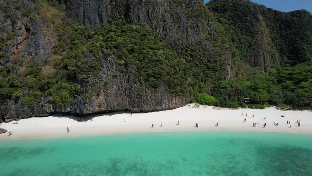 Aerial view of Maya bay beach in koh Phi Phi Leh, Krabi, Thailand