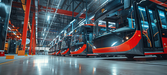 Electric Buses in Modern Depot