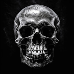 light skull 4k high contrast hard lighting black and white photography with dark background сreated with Generative Ai