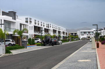 Fototapeta na wymiar new residential complex in Cyprus with white duplexes 5