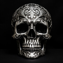 light skull 4k high contrast hard lighting black and white photography with dark background сreated with Generative Ai