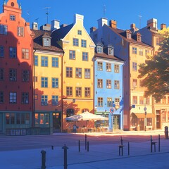 Bright and Cheerful Scenes of Stockholm's Stortorg: An Illustrated Escape